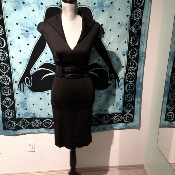 le chateau Dresses & Skirts - Black belted cocktail pencil dress Gothic party y2k